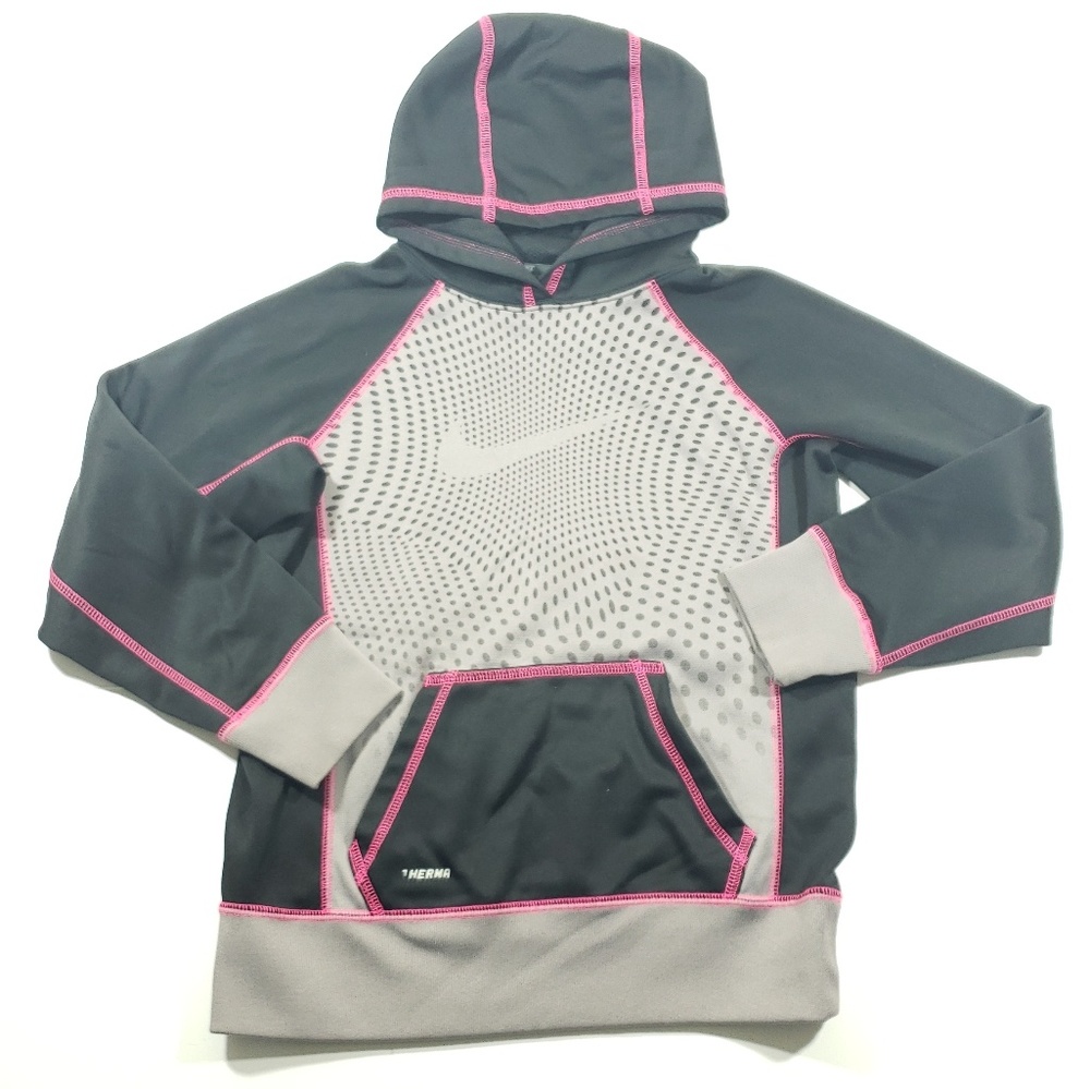 Nike girls pink black Gray pull over hoodie medium